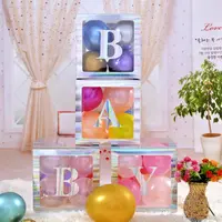 Boîtes à ballons décoratives pour fête prénatale avec 26 Lettres + BÉBÉ  pour Garçons Filles DIY Nom Combinaison Fournitures De Fête D'anniversaire