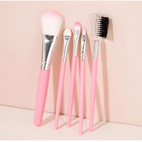 Ensemble de pinceaux de maquillage pour le visage à manche rose 5 pièces poudre lisse douce et forte pour la peau pour l'application de fond de teint ombre à paupières