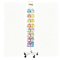 Présentoir rotatif sur pied en métal pour tasses avec roulettes, support de présentation autoportant pour magasin de détail