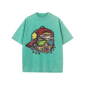 <b>High</b> Quality Heavyweight Unisex Retro Acid Washed Cotton <b>Tshirt</b> Comfortable Oversized Print Custom O-<b>Neck</b> <b>Tshirts</b> for Men - Product Image 4