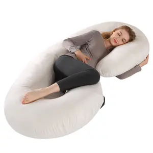LISOCシェイプグレーベルベットマタニティ枕睡眠妊娠枕背中用全身枕
