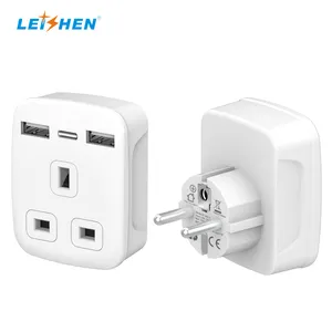 UK to EU Power Adapter USB Power Charge Plug Travel Adapter Plug with 4USB ports for Germany France Spain Turkey Netherlands