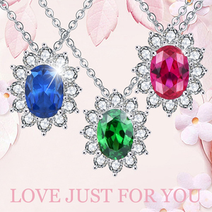 Collar con Colgante de Plata de Ley 925 con Baño de Rodio, Diseño Geométrico Vintage, Zirconia Ovalada, Inspirado en la Princesa <span class=keywords><strong>Diana</strong></span>, para Fiestas, de YILUN - Product Image 2