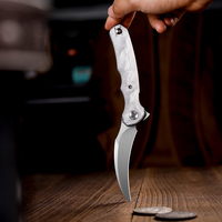 Couteau pliant multifonctionnel TRIVISA Lacerta EDC, lame 14C28N, manche en aluminium avec clip, outil de pêche, de chasse et de camping