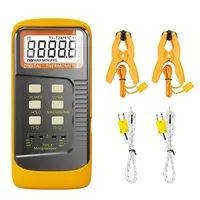 Digital Portable High-Temperature Thermometer Dual Channel K-Type Thermocouple Probes LCD Display Battery Powered