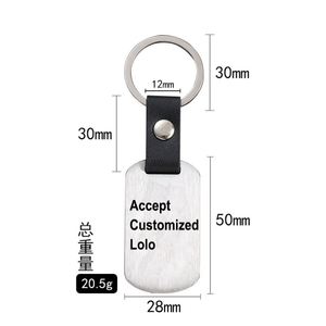 Metal <b>Key</b> Chain Blank Custom Logo Text PU Leather Laser Engrave UV Printing DIY Rectangular Stainless Steel Charm Blank <b>Key</b> <b>Ring</b> - Product Image 5
