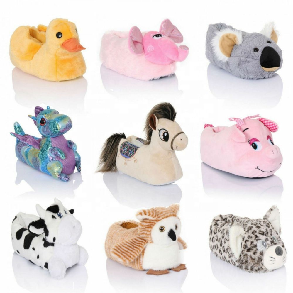 Bambini fuzzy furry 3d soffici animal print carino animale del fumetto della peluche pantofole