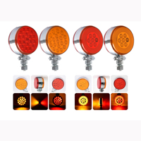 Feu de position latéral LED rond bicolore 12V 24V pour camion, feu arrière, mode clignotant et continu, feu de dégagement et d'avertissement pour camion et remorque