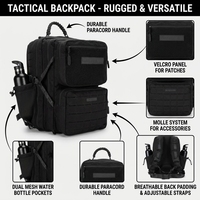 Sac à dos tactique grand format 45L 55L, camouflage extérieur, sac à dos détachable quatre-en-un, système Molle, fonction antivol, sac à dos tactique