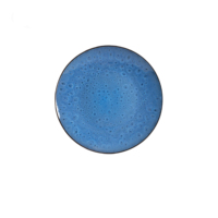 Elegance Ware Ensemble de table en porcelaine bicolore noir pour l'extérieur et bleu pour l'intérieur en céramique émaillée en vente