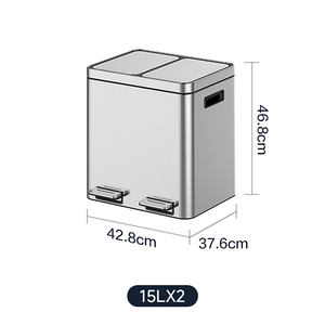 Cubo de <span class=keywords><strong>Basura</strong></span> de Doble Compartimiento de Gran Capacidad (15L*2) para Proyectos de Cocina, Casas de Vacaciones y Hoteles, Contenedor de Residuos con <span class=keywords><strong>Dos</strong></span> <span class=keywords><strong>Compartimentos</strong></span> - Product Image 4