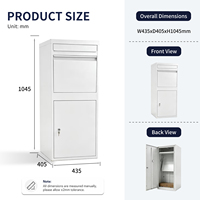 Boîte à colis double compartiment blanche avec serrure à clé, fente pour courrier, en acier, pour livraison de colis, boîte aux lettres autoportante pour extérieur, maison, véranda