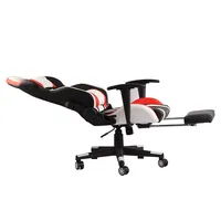 Chaise de jeu d'ordinateur de course de massage ergonomique pivotante en cuir synthétique de luxe inclinable fauteuil de jeu led Silla Gamer rgb avec repose-pieds