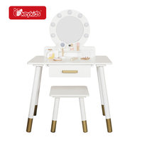 Table de Maquillage en Bois pour Enfants avec Miroir et Tabouret, Jouet de Rôle Personnalisé OEM W08H211