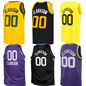 <span class=keywords><strong>Utah</strong></span> pour hommes # <span class=keywords><strong>Maillot</strong></span> de basket Clarkson brodé édition classique City pour adulte, respirant, séchage rapide, grande taille, court, 100% coton - Product Image 1