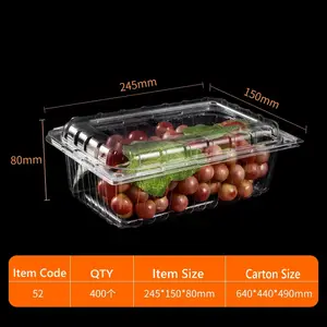 Personalizado descartável PET alimento plástico recipientes transparente fruta garra embalagem caixa para cereja tomate uva