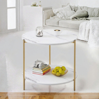 Table d'appoint pliable en fer noir à 2 niveaux avec plateau amovible, table basse en métal, table de chevet pour salon et chambre à coucher - Vente en gros