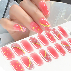 16 autocollants/feuille de gel semi-durci coloré pour ongles, bandes de vernis à ongles à couverture complète, longue durée, sans cuisson, <span class=keywords><strong>d</strong></span>écalcomanies pour ongles - Product Image 4