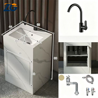 ZGSTONE Villa Hotel Restroom Project Lavabo sur pied en pierre frittée avec meuble de rangement, non poreux, résistant aux taches, finition personnalisée