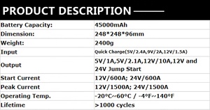 Kamyon acil kurtarma aracı 12V 24V 45000mAh en kaliteli en çok satan araba atlama marş - Product Image 3