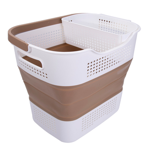 Foldable <strong>Laundry</strong> <strong>Basket</strong> with Handles Plastic <strong>Laundry</strong> Hamper with <strong>Small</strong> Storage <strong>Basket</strong> Brown - Product Image 3