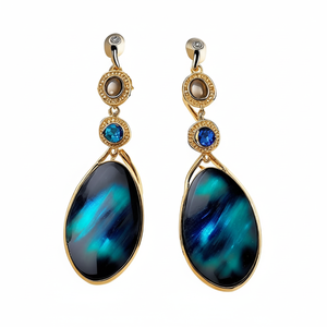 ต่างหูห้อยสไตล์ลาบราดอไรต์สุดพิเศษสำหรับผู้หญิงและเด็กผู้หญิงเครื่องประดับแฟชั่นชุบทองทันสมัย - Product Image 1