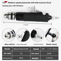Perceuse pneumatique à vitesse moyenne de type pistolet FixCraft QDZ-001 3/8 robuste avec entrée d'air de 14 mm et mandrin manuel