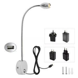 Hose Reading <b>Lamp</b> Gooseneck Wall Bedside <b>Lamp</b> <b>Touch</b> Dimming Spotlight USB Charging Port Factory Supply - Product Image 5