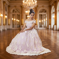 Elegante Vestido de Novia de Gala con Hombros Descubiertos, con Malla Bordada y Tul, Escote Corazón, Estilo Vintage