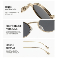Lunettes de soleil rondes vintage avec logo personnalisé OEM, emballage personnalisé, vente en gros, marque privée, monture en métal gravée, lunettes de soleil steampunk