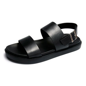 High Quality Genuine Leather Shoes Open <b>Toe</b> Breathable Flat Sandals Fashion Men's Sandals Outdoor beach Men's Slippers men shoes - Product Image 1