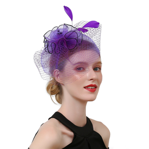 Fascinateur de <span class=keywords><strong>filet</strong></span> français pour femmes rubans de cheveux en tissu casque pour les fêtes de mariée et les costumes de mascarade - Product Image 6