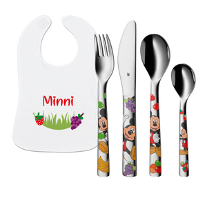 Set de regalo: cubiertos infantiles WMF Disney Mickey Mouse con grabado + babero con nombre - Product Image 1