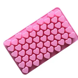 Molde de silicona de grado alimenticio para pastel de chocolate, mini molde de caramelo de goma con forma de corazón de 55 cavidades, P0284, precio al por mayor de fábrica