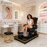 Chaise de pédicure commerciale confortable avec siège rembourré et bassin à pieds en verre pour salon de manucure et de beauté