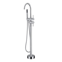 Robinet de baignoire en laiton autoportant support de sol chromé finition blanche-robinet de bain et de douche moderne