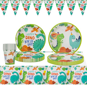 DAMAI - Vajilla Desechable con Diseño de Dinosaurios en Acuarela para Fiestas de Cumpleaños, Platos y Servilletas, Decoración para Fiestas de Dinosaurios - Product Image 2