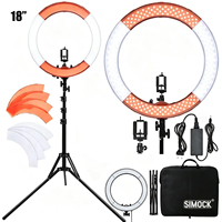 Éclairage photographique RL-18 de haute qualité, 18 pouces, 55W, température de couleur réglable, télécommande, 100-240V, 3 supports pour téléphone