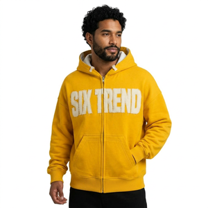 เสื้อฮู้ดซิปสีเหลืองสำหรับผู้ชาย แบรนด์ Six Trend ผ้าฝ้ายเฟรนช์เทอร์รี่ ทรงลำลอง สวมใส่สบาย เหมาะกับฤดูใบไม้ร่วง สไตล์สตรีทแวร์ - Product Image 1
