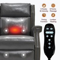 Simili cuir ciré gris 155 °   Fauteuil inclinable manuel robuste avec massage et chaleur, largeur d'assise 22,2 pouces, aucun outil nécessaire
