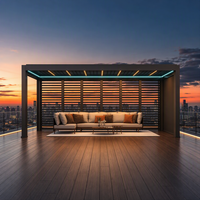 Pergola motorisée en aluminium avec panneaux amovibles, imperméable et résistante au vent, pour balcon et espace extérieur, utilisable toute l'année