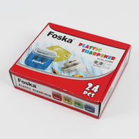 Foska Vente en gros de taille-crayons transparents en plastique à double trou pour cosmétiques et papeterie