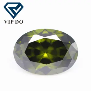 Free sample gems 5A grade 2*3mm-15*20mm oval cut peridot/D-peridot cubic zirconia loose gems synthetic faceted oval cut CZ stone