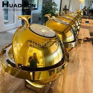 Huadison Best Price Roll Top Chaffing Dishes Buffet Gold De Lux Serving Dish Chafing Dish For Catering
