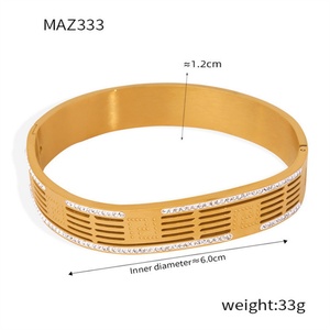 Popular Tarnish Free Geometric Stainless Steel Hollow Zircon Charm <b>Bangle</b> <b>Bracelets</b> for Women - Product Image 6