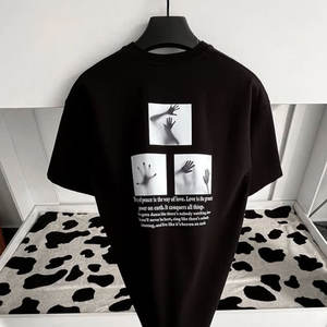 Zwart Custom Zeefdruk Drop Shoulder <span class=keywords><strong>100</strong></span> Procent Ronde Hals T-Shirt Oversized Mannen Zwart 280 Gsm Katoen T-Shirt T-Shirt - Product Image 1