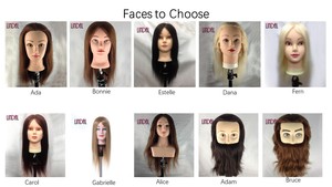 Cabeza de Maniquí LINDAL para Peluquería, Cabello Natural, para Prácticas de Estilismo, Cabeza de Maniquí con Cabello Humano <span class=keywords><strong>Real</strong></span> para Mujeres, para Barbería - Product Image 6