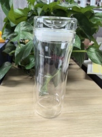 Mug de voyage portable de qualité supérieure, 400 ml, en verre borosilicate transparent, design moderne, sans BPA, résistant à la chaleur, à double paroi, compatible lave-vaisselle