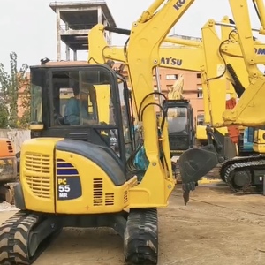 Excavatrice sur chenilles Komatsu PC55MR d'occasion, 5 tonnes, pour travaux lourds, construction, exploitation minière, avec moteur PLC, boîte de vitesses, roulement, pompe à engrenages - Product Image 2