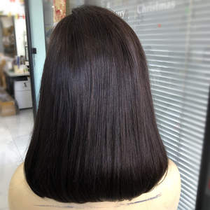 Pelucas de Cabello Humano Natural Virgen Remy, Color Negro Natural, 13x4 Pulgadas, Estilo Bob con Frente de Encaje, para Mujer, Precio al por Mayor - Product Image 4